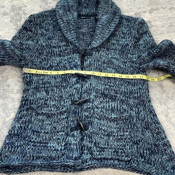 Moda International Wool Blend Chunky Knit Toggle Sweater Coat Blue Sz L - Picture 5 of 10